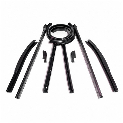 Convertible Top Rail Kit. 9-Piece set includes all right and left side top rail seals two small rear
